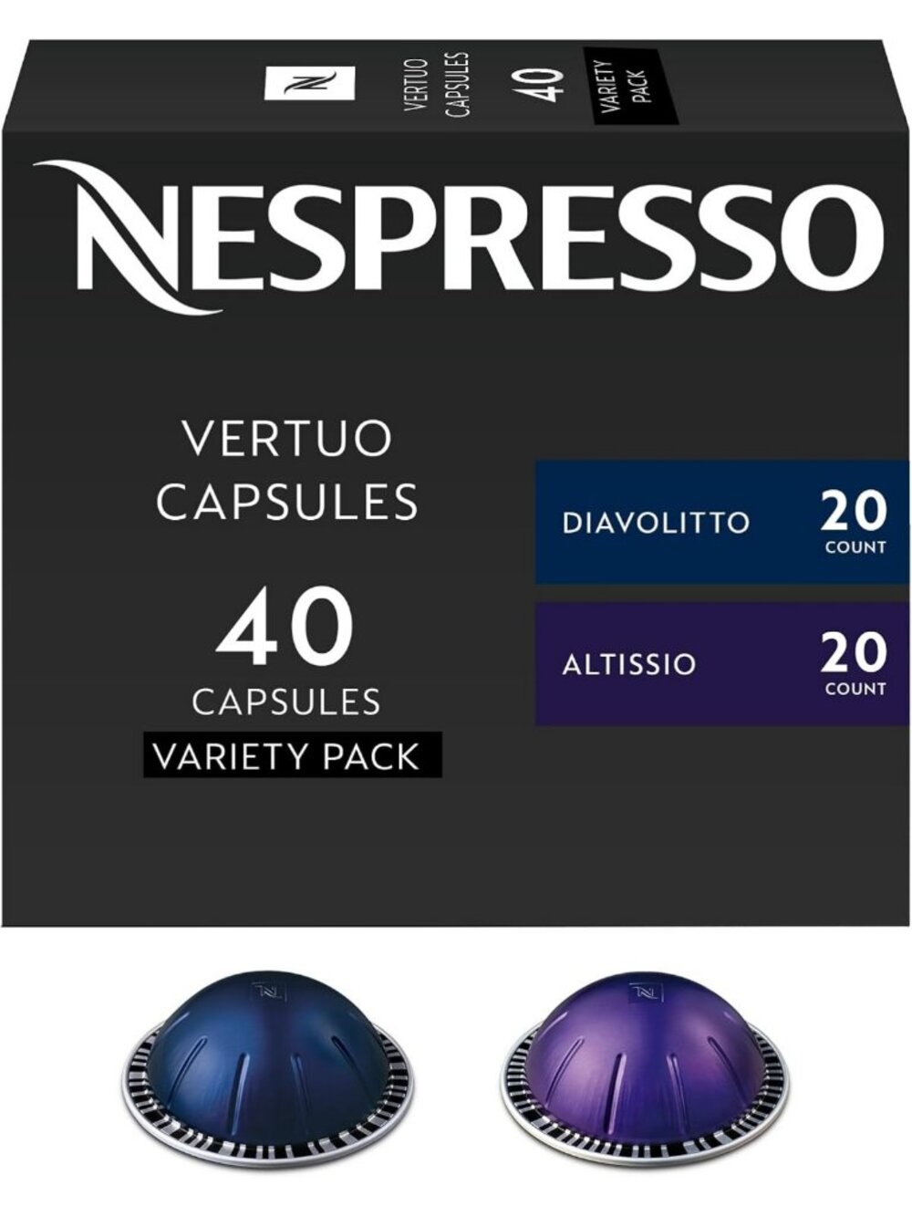 Bold Espresso Variety Pack - 40-Count Coffee Pods for Nespresso Vertuo Machine